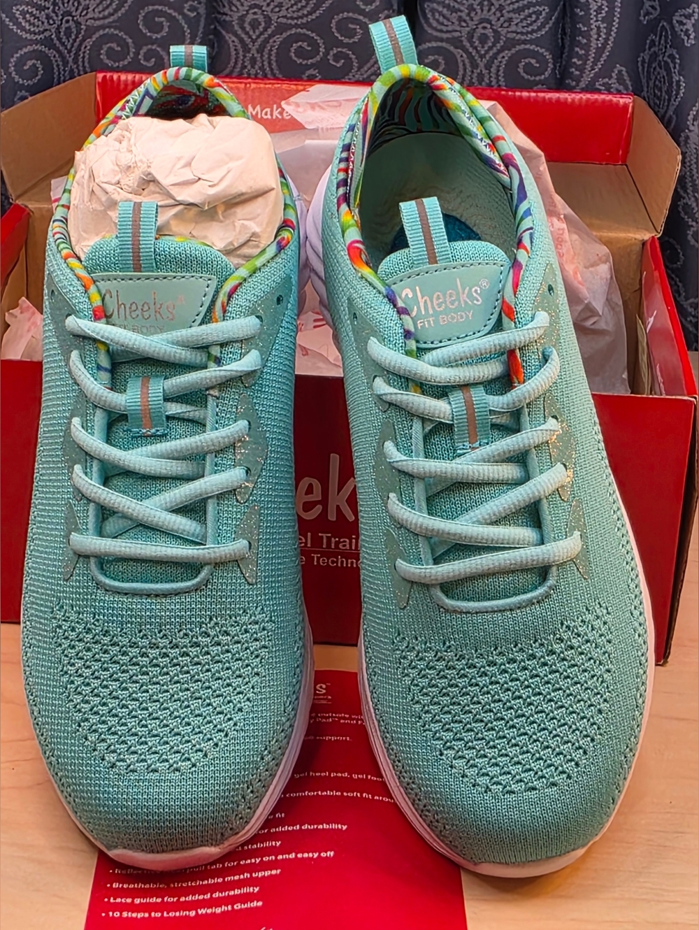 Tony Little Cheeks Multi Sport Gel Trainers Aqua Blue/Teal/Multi Size 8.5 - Picture 3 of 16